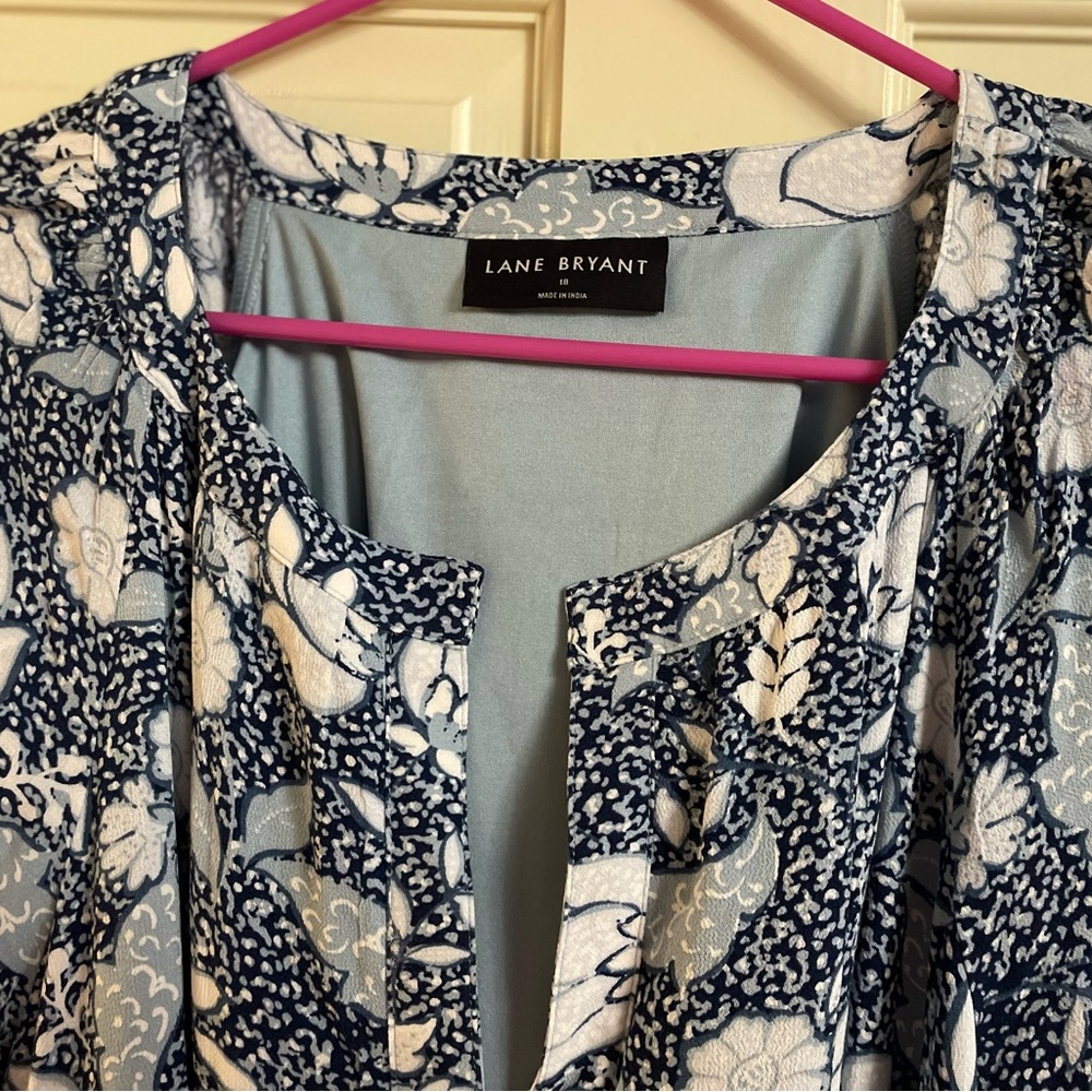 Lane Bryant Blue Floral Long Sleeve Dress - Picture 5 of 6